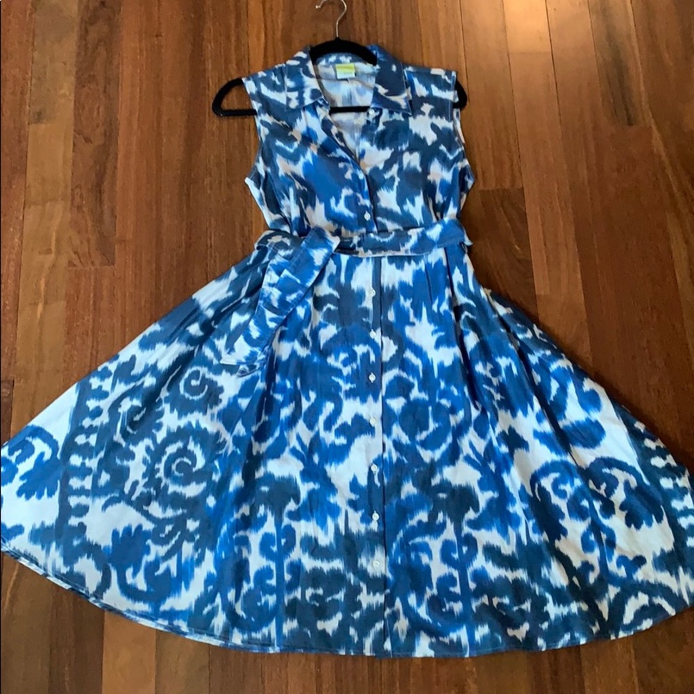 EUC Craig Taylor blue and white ikat dress
